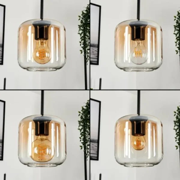hofstein Suspension Verre 15 cm Lauden Ambre, Clair, 5 lumières* Lampes En Verre
