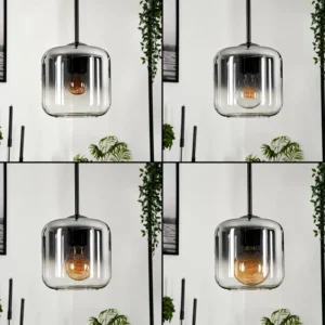 hofstein Suspension Verre 15 cm Lauden Clair, Fumé, 3 lumières* Lampes Modernes