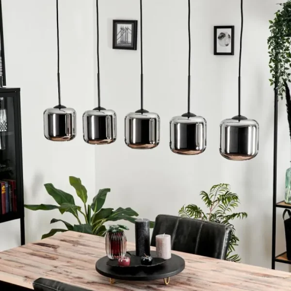 hofstein Suspension Verre 15 cm Lauden Chrome, Fumé, 5 lumières* Lampes Modernes