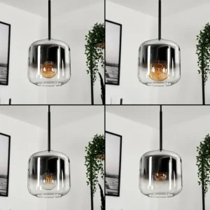 hofstein Suspension Verre 15 cm Lauden Chrome, Clair, Fumé, 1 lumière* Lampes Modernes