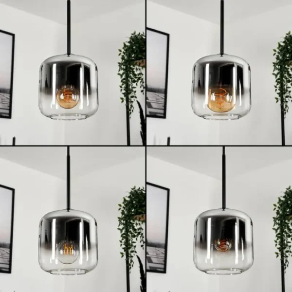 hofstein Suspension Verre 15 cm Lauden Chrome, Clair, Fumé, 1 lumière* Lampes Modernes