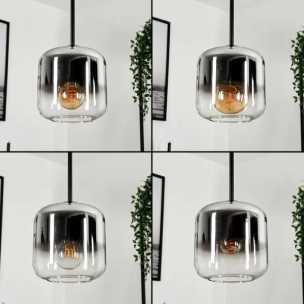 hofstein Suspension Verre 15 cm Lauden Chrome, Clair, Fumé, 4 lumières* Lampes Modernes