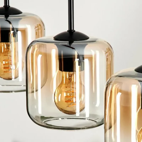 hofstein Suspension Verre 15 cm Lauden Ambre, Clair, 4 lumières* Lampes En Verre