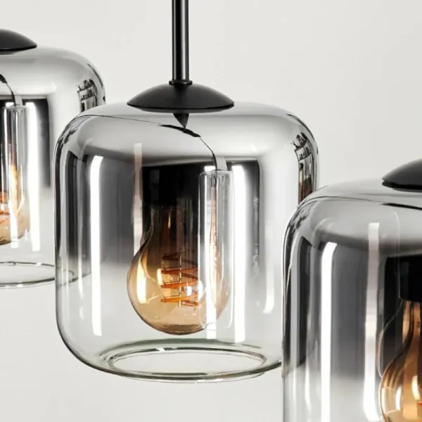 hofstein Suspension Verre 15 cm Lauden Chrome, Clair, Fumé, 4 lumières* Lampes Modernes