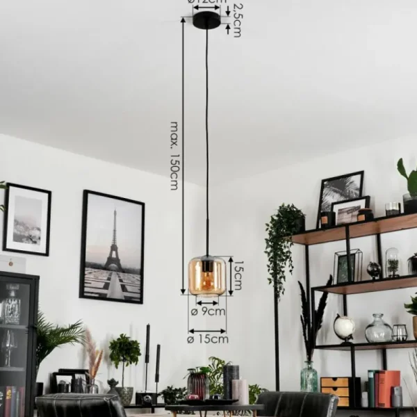 hofstein Suspension Verre 15 cm Lauden Ambre, 1 lumière* Lampes En Verre