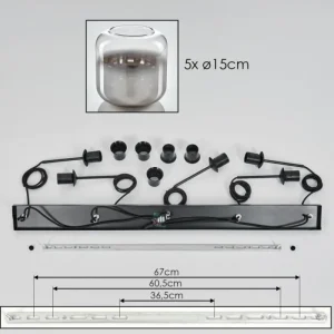 hofstein Suspension Verre 15 cm Lauden Clair, Fumé, 5 lumières* Lampes Modernes