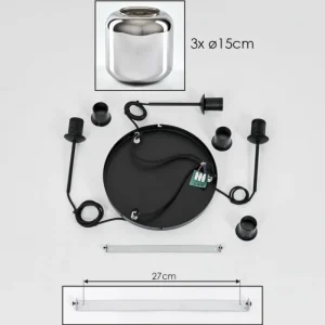 hofstein Suspension Verre 15 cm Lauden Chrome, Fumé, 3 lumières* Lampes Modernes