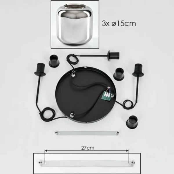 hofstein Suspension Verre 15 cm Lauden Chrome, Fumé, 3 lumières* Lampes Modernes