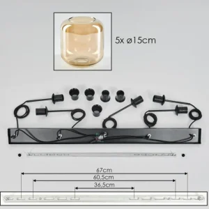 hofstein Suspension Verre 15 cm Lauden Ambre, 5 lumières* Lampes En Verre