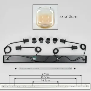 hofstein Suspension Verre 15 cm Lauden Ambre, Clair, 4 lumières* Lampes En Verre