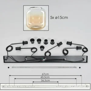hofstein Suspension Verre 15 cm Lauden Ambre, Clair, 5 lumières* Lampes En Verre