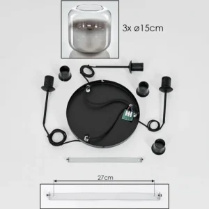 hofstein Suspension Verre 15 cm Lauden Clair, Fumé, 3 lumières* Lampes Modernes