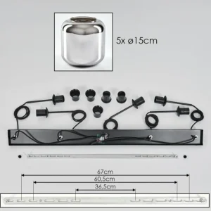 hofstein Suspension Verre 15 cm Lauden Chrome, Fumé, 5 lumières* Lampes Modernes