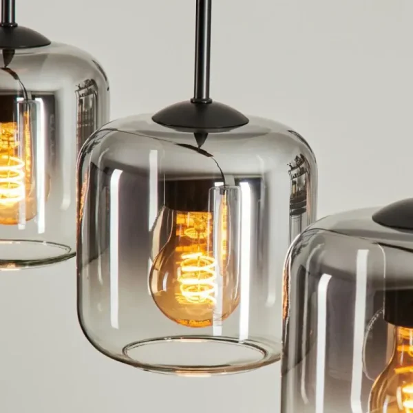 hofstein Suspension Verre 15 cm Lauden Clair, Fumé, 4 lumières* Lampes Modernes
