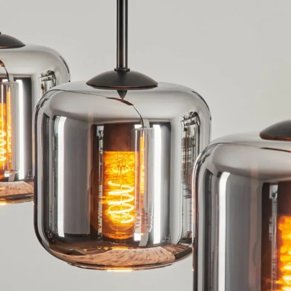 hofstein Suspension Verre 15 cm Lauden Chrome, Fumé, 3 lumières* Lampes Modernes