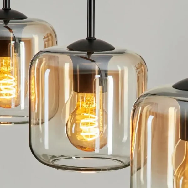 hofstein Suspension Verre 15 cm Lauden Ambre, Clair, 4 lumières* Lampes En Verre