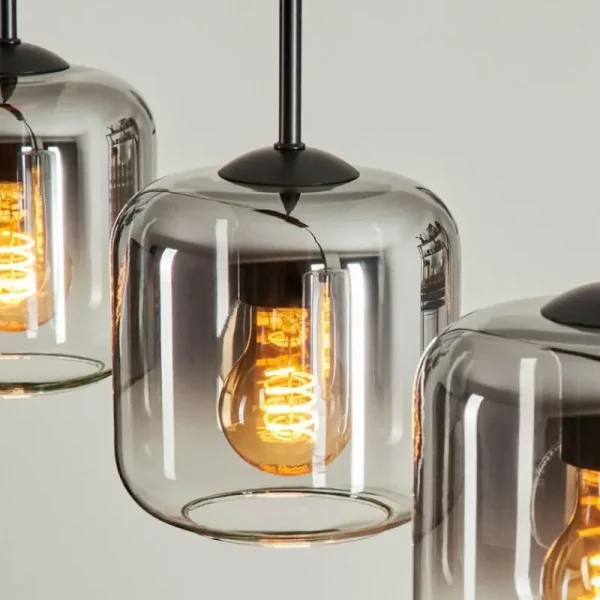 hofstein Suspension Verre 15 cm Lauden Clair, Fumé, 3 lumières* Lampes Modernes