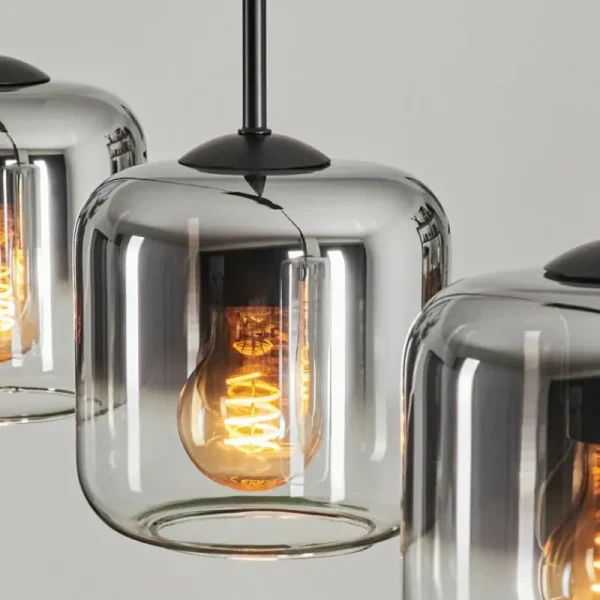 hofstein Suspension Verre 15 cm Lauden Chrome, Clair, Fumé, 4 lumières* Lampes Modernes