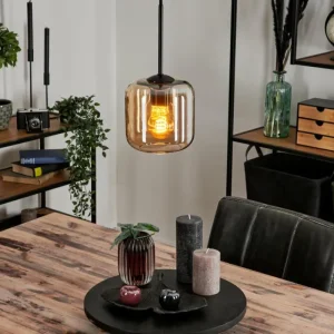 hofstein Suspension Verre 15 cm Lauden Ambre, 1 lumière* Lampes En Verre