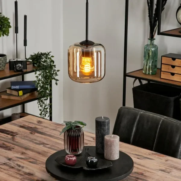 hofstein Suspension Verre 15 cm Lauden Ambre, 1 lumière* Lampes En Verre