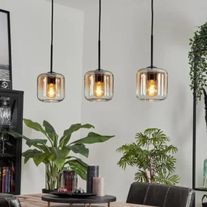 hofstein Suspension Verre 15 cm Lauden Ambre, Clair, 3 lumières* Lampes En Verre