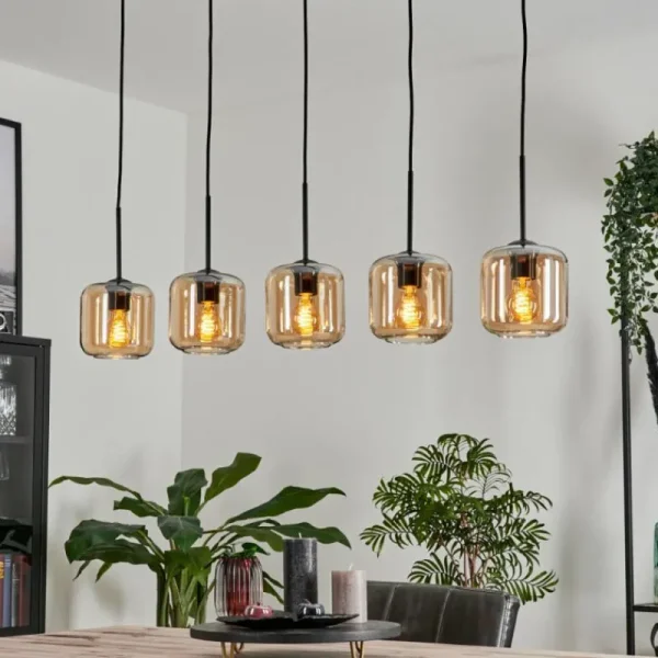 hofstein Suspension Verre 15 cm Lauden Ambre, 5 lumières* Lampes En Verre