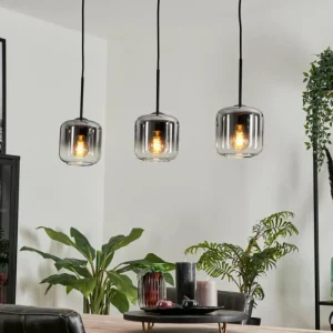 hofstein Suspension Verre 15 cm Lauden Clair, Fumé, 3 lumières* Lampes Modernes