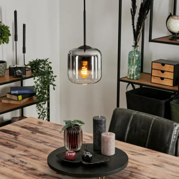 hofstein Suspension Verre 15 cm Lauden Chrome, Clair, Fumé, 1 lumière* Lampes Modernes