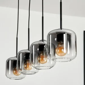 hofstein Suspension Verre 15 cm Lauden Clair, Fumé, 4 lumières* Lampes Modernes