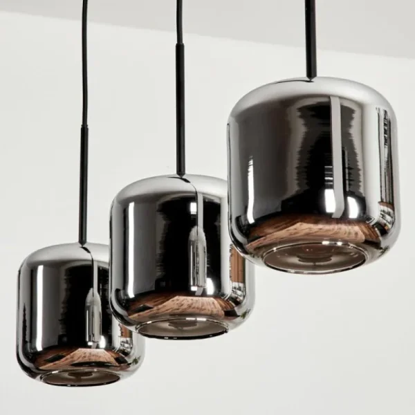 hofstein Suspension Verre 15 cm Lauden Chrome, Fumé, 3 lumières* Lampes Modernes