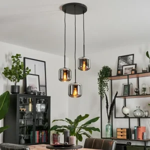 hofstein Suspension Verre 15 cm Lauden Chrome, Fumé, 3 lumières* Lampes Modernes