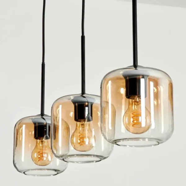 hofstein Suspension Verre 15 cm Lauden Ambre, Clair, 3 lumières* Lampes En Verre