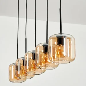 hofstein Suspension Verre 15 cm Lauden Ambre, 5 lumières* Lampes En Verre