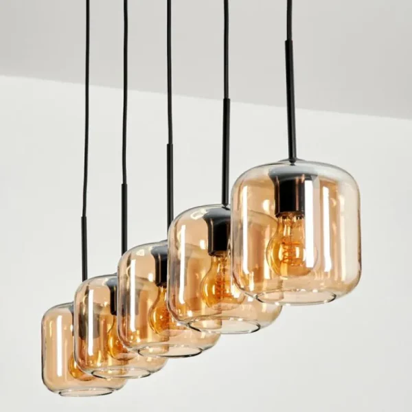 hofstein Suspension Verre 15 cm Lauden Ambre, 5 lumières* Lampes En Verre