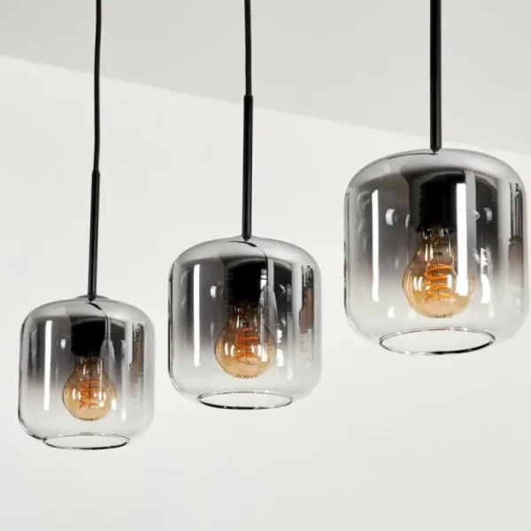 hofstein Suspension Verre 15 cm Lauden Clair, Fumé, 3 lumières* Lampes Modernes