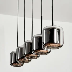 hofstein Suspension Verre 15 cm Lauden Chrome, Fumé, 5 lumières* Lampes Modernes