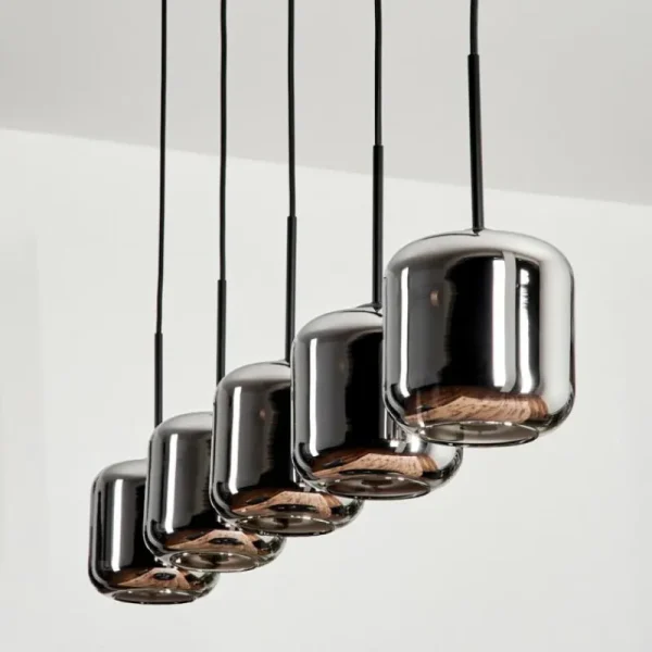hofstein Suspension Verre 15 cm Lauden Chrome, Fumé, 5 lumières* Lampes Modernes