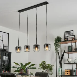 hofstein Suspension Verre 15 cm Lauden Clair, Fumé, 4 lumières* Lampes Modernes