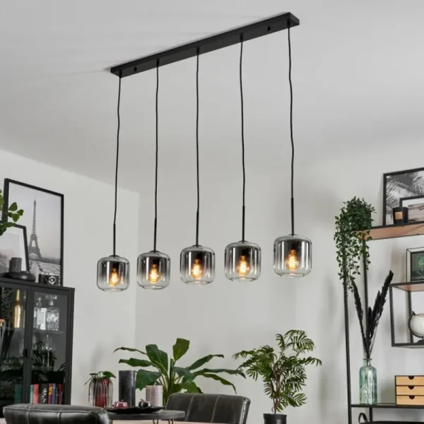 hofstein Suspension Verre 15 cm Lauden Clair, Fumé, 5 lumières* Lampes Modernes