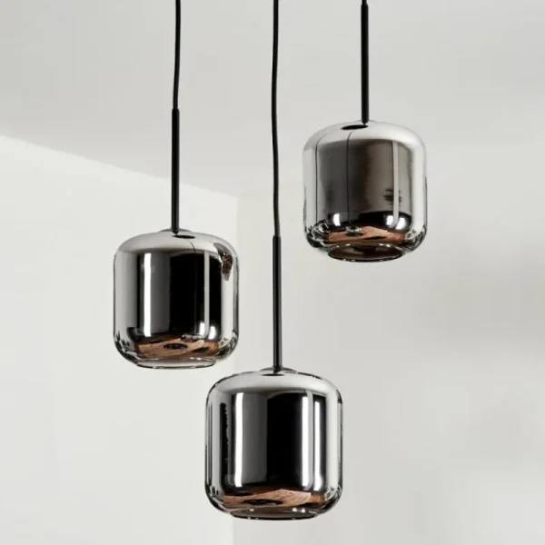 hofstein Suspension Verre 15 cm Lauden Chrome, Fumé, 3 lumières* Lampes Modernes