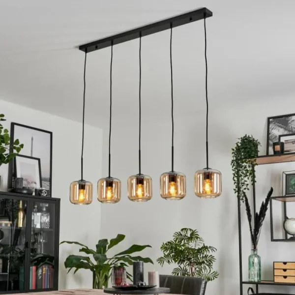 hofstein Suspension Verre 15 cm Lauden Ambre, 5 lumières* Lampes En Verre