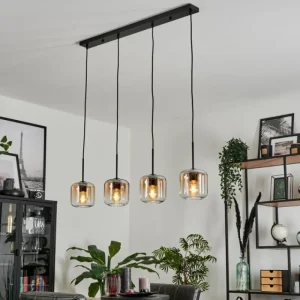 hofstein Suspension Verre 15 cm Lauden Ambre, Clair, 4 lumières* Lampes En Verre