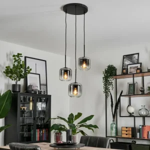 hofstein Suspension Verre 15 cm Lauden Clair, Fumé, 3 lumières* Lampes Modernes