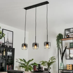 hofstein Suspension Verre 15 cm Lauden Clair, Fumé, 3 lumières* Lampes Modernes