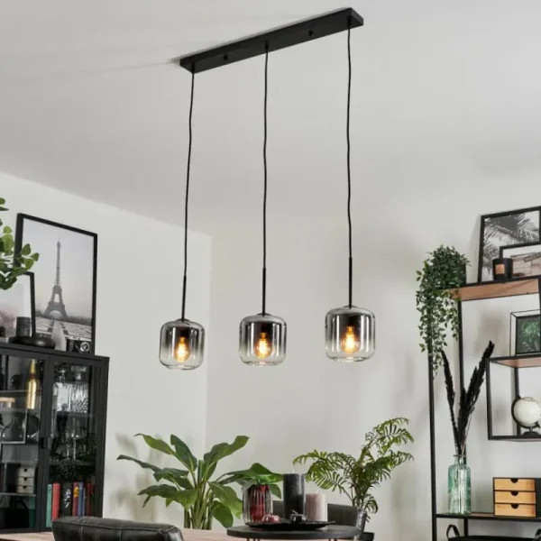 hofstein Suspension Verre 15 cm Lauden Clair, Fumé, 3 lumières* Lampes Modernes