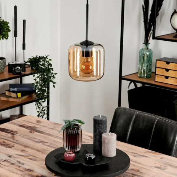 hofstein Suspension Verre 15 cm Lauden Ambre, 1 lumière* Lampes En Verre