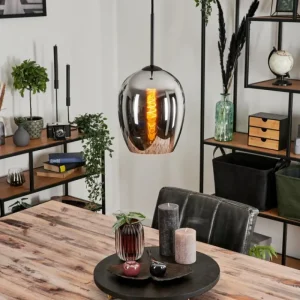 hofstein Suspension Verre 20 cm Vevino Chrome, Fumé, 1 lumière* Lampes Modernes