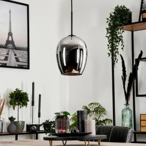 hofstein Suspension Verre 20 cm Vevino Chrome, Fumé, 1 lumière* Lampes Modernes