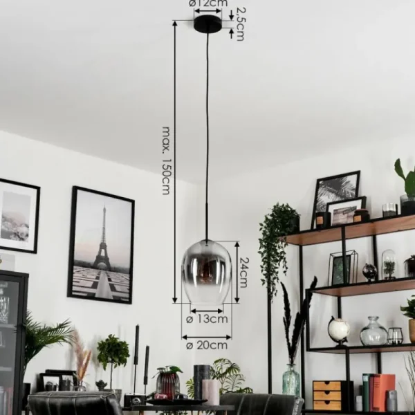 hofstein Suspension Verre 20 cm Vevino Clair, Fumé, 1 lumière* Lampes Modernes