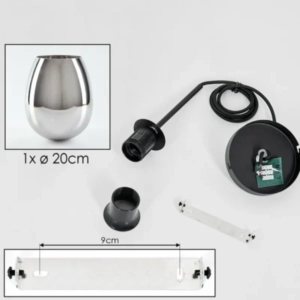 hofstein Suspension Verre 20 cm Vevino Chrome, Fumé, 1 lumière* Lampes Modernes